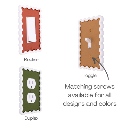 Scalloped Rectangle 3D Wall Plate custom center available as rocker, toggle and duplex outlet styles