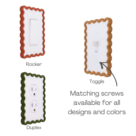 Scalloped Rectangle 3D Wall Plate custom frame available as rocker, toggle and duplex outlet styles