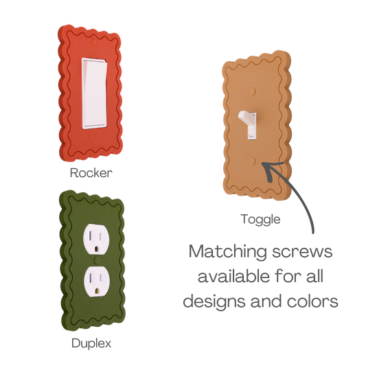 Scalloped Rectangle 1 Row wall plate types — rocker, toggle, and duplex outlet options