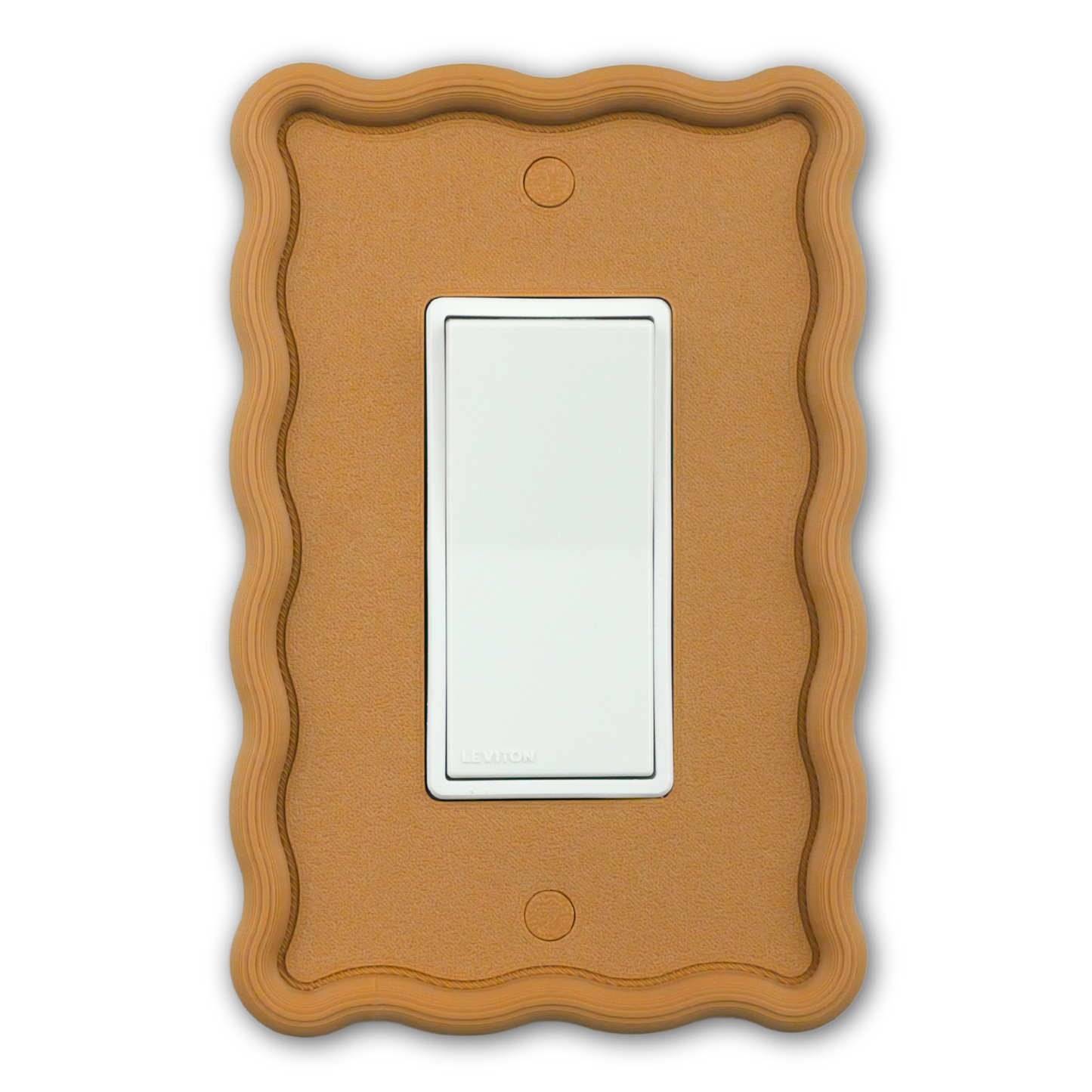 Wavy Rectangle 3D Wall Plate in tan — single rocker switch