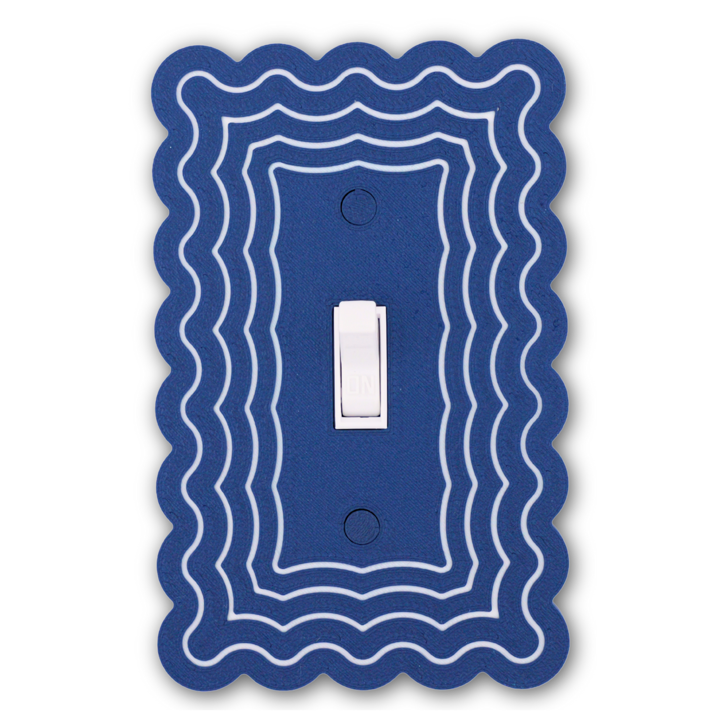 Scalloped Rectangle 4 Rows wall plate in navy blue — single toggle switch