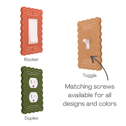 Scalloped Rectangle 4 Rows wall plate types — rocker, toggle, and duplex outlet options