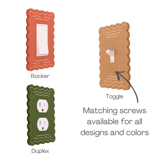 Scalloped Rectangle 4 Rows wall plate types — rocker, toggle, and duplex outlet options