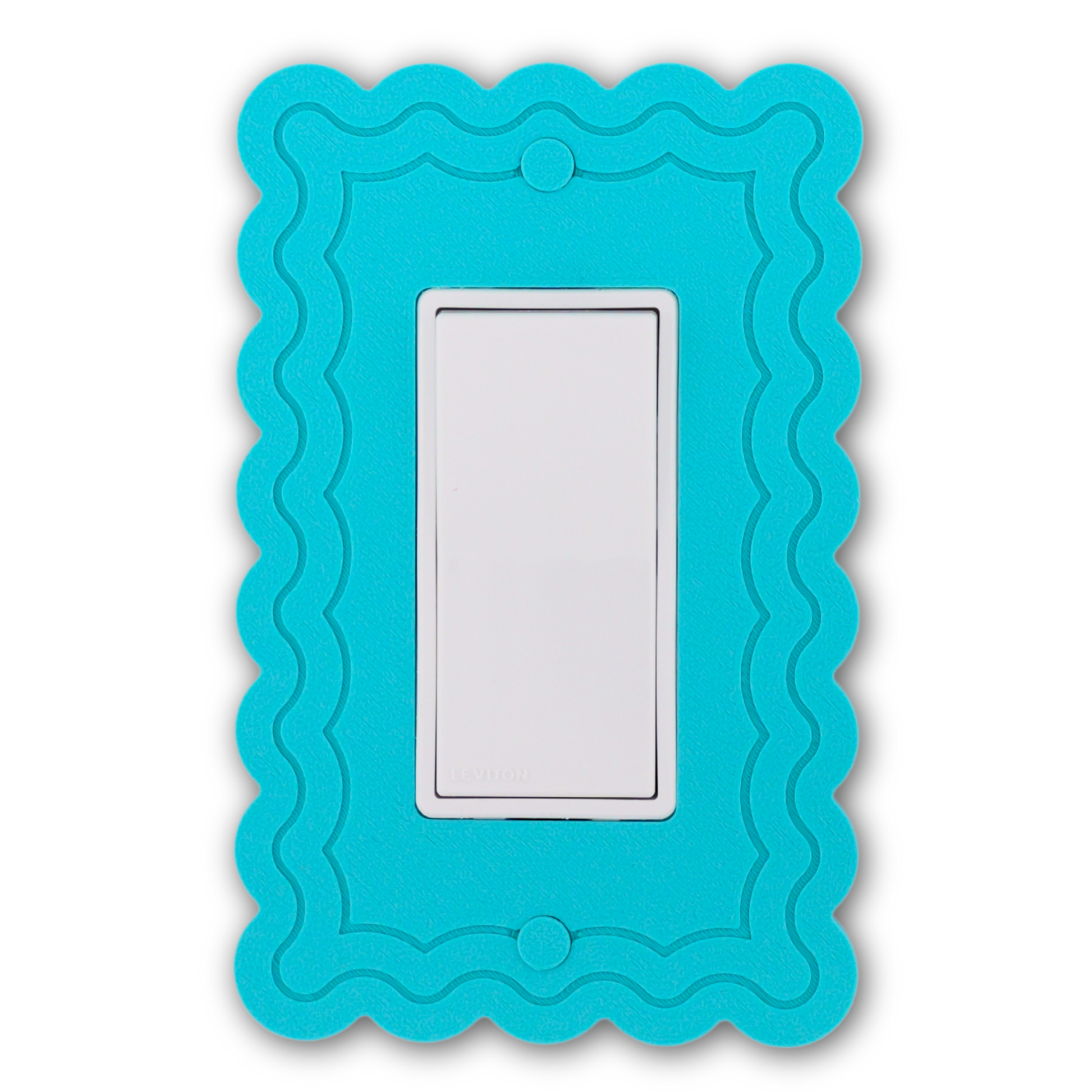 Scalloped Rectangle 2 Rows wall plate in turquoise — single rocker switch