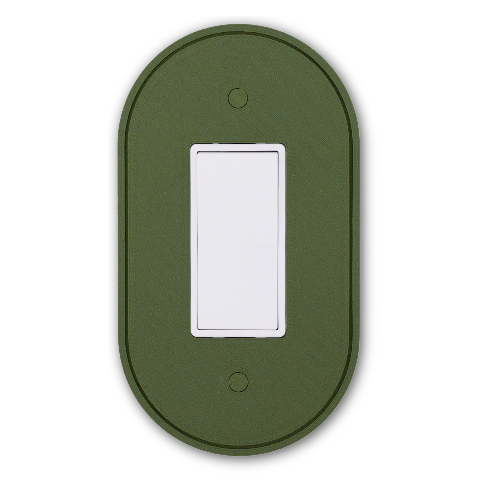 Simple Oval wall plate in olive green — single rocker switch