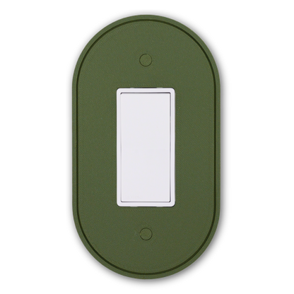 Simple Oval wall plate in olive green — single rocker switch