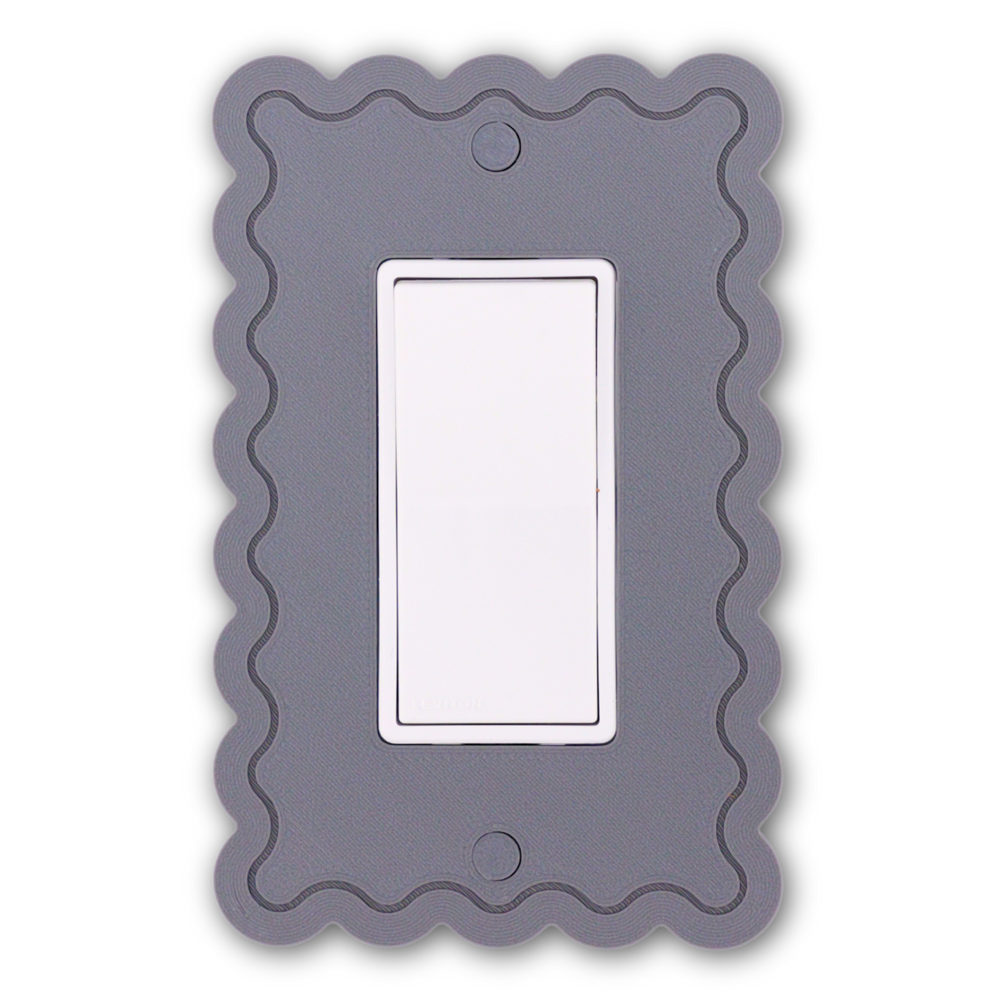 Scalloped Rectangle 1 Row wall plate in gray — single rocker switch