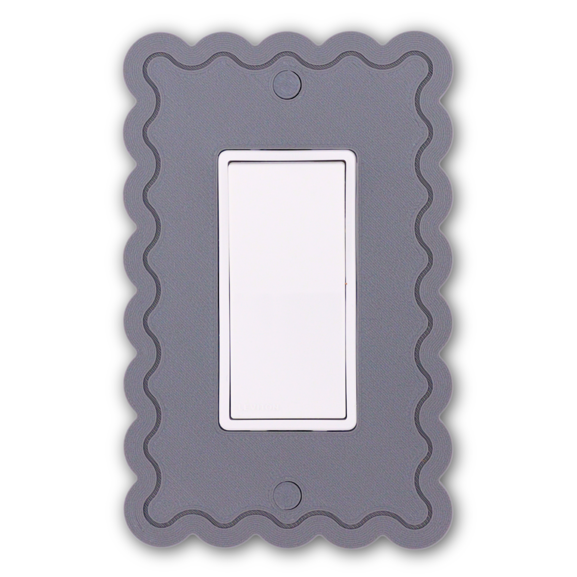Scalloped Rectangle 1 Row wall plate in gray — single rocker switch