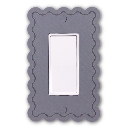 Scalloped Rectangle 1 Row wall plate in gray — single rocker switch