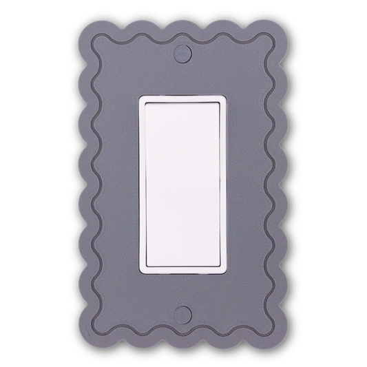 Scalloped Rectangle 1 Row wall plate in gray — single rocker switch