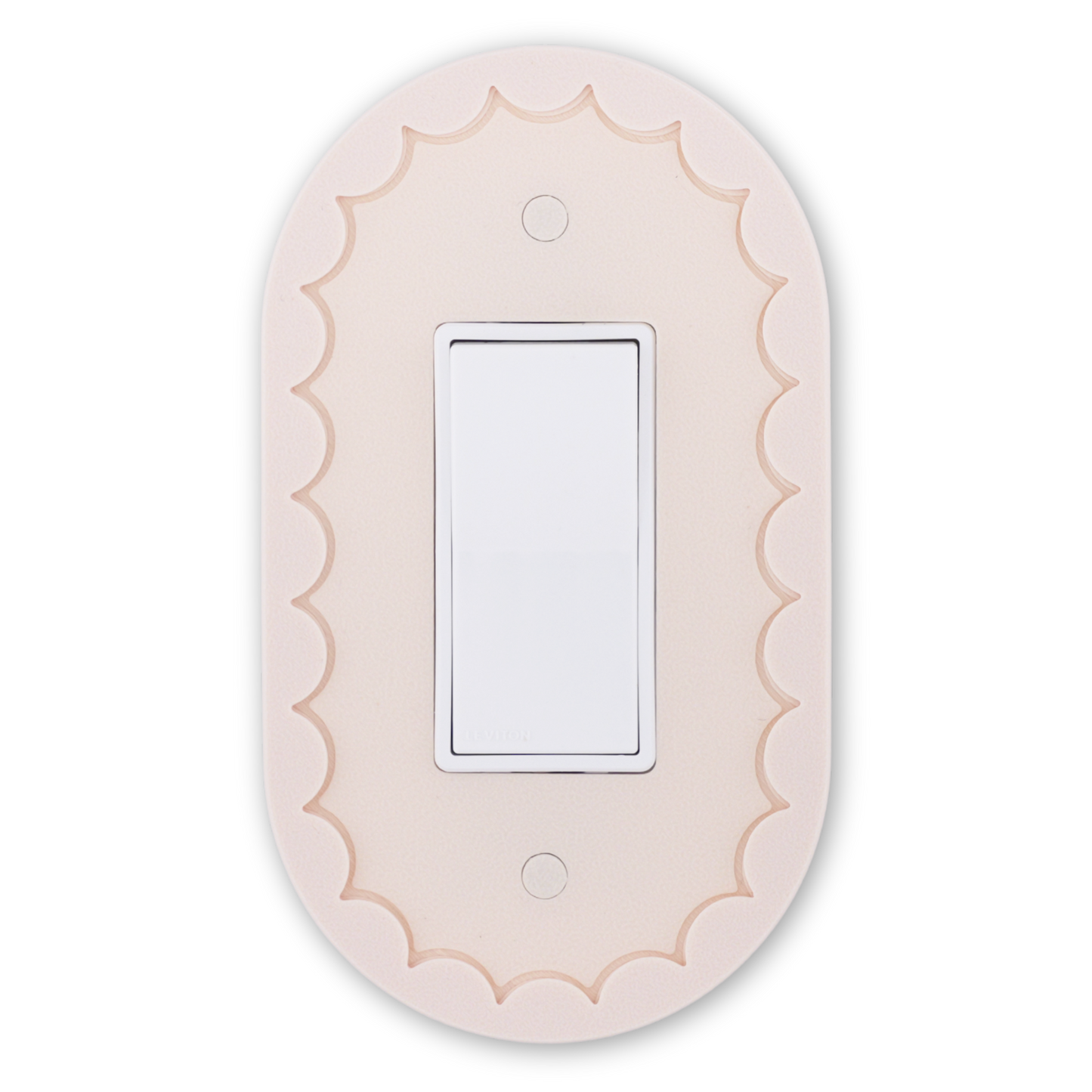 Scalloped Oval 3D wall plate in blush pink — single rocker switch