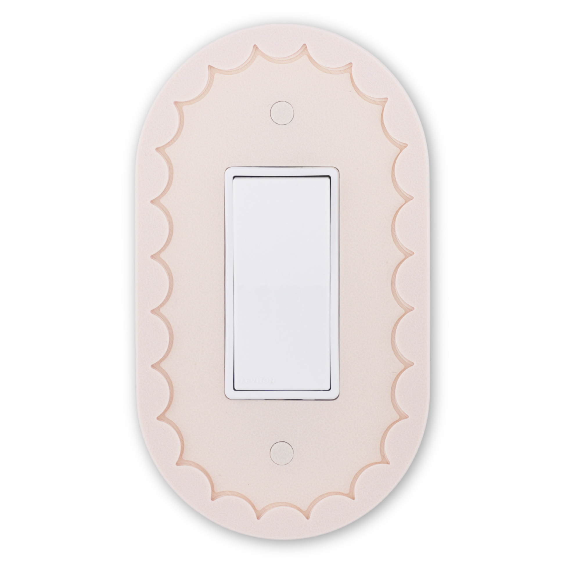 Scalloped Oval 3D wall plate in blush pink — single rocker switch