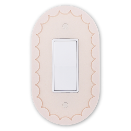 Scalloped Oval 3D wall plate in blush pink — single rocker switch