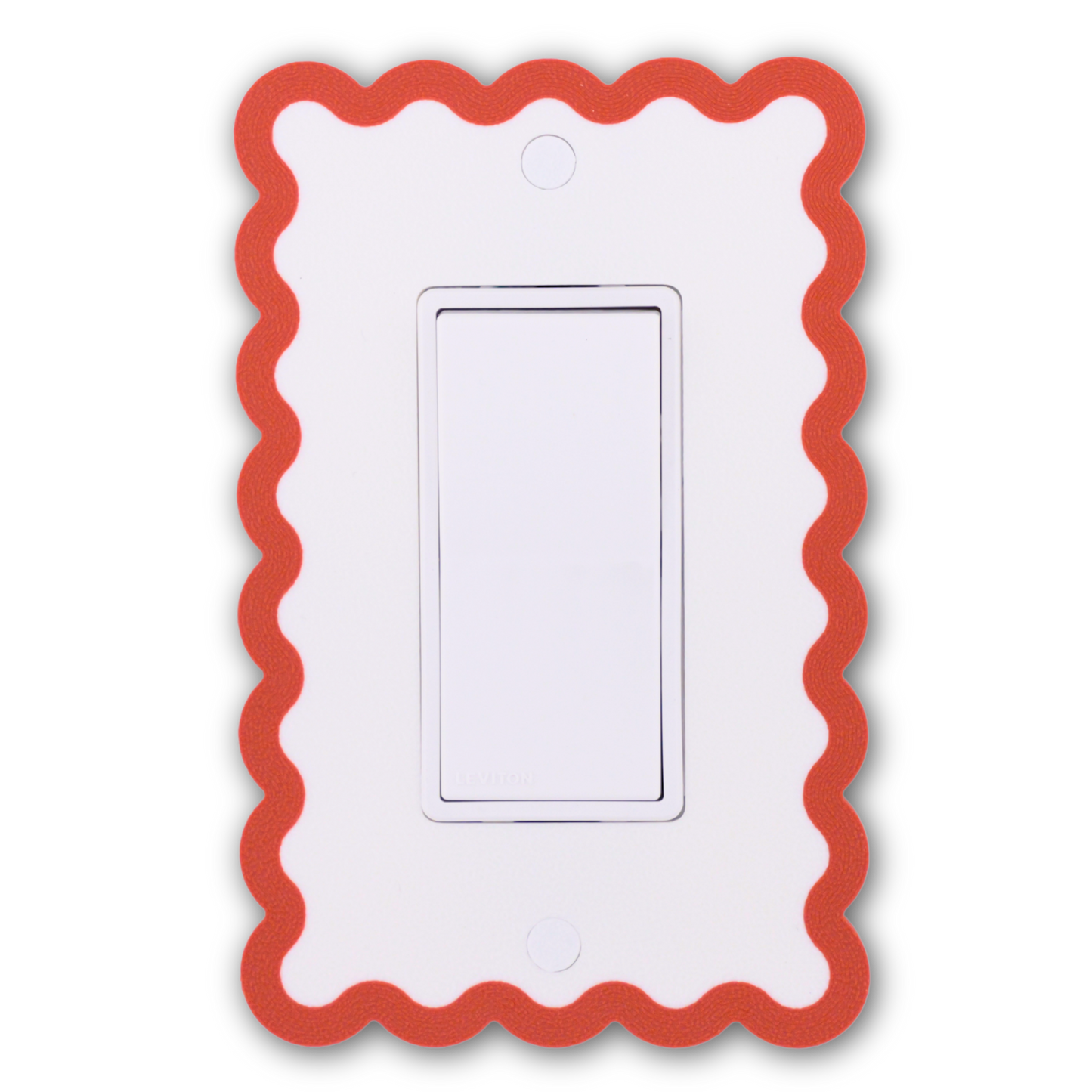 Scalloped Rectangle wall plate in terracotta orange — single rocker switch