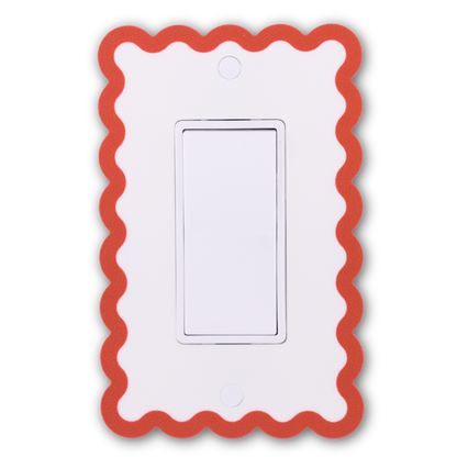 Scalloped Rectangle wall plate in terracotta orange — single rocker switch