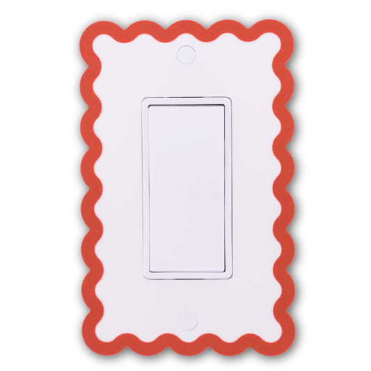 Scalloped Rectangle wall plate in terracotta orange — single rocker switch