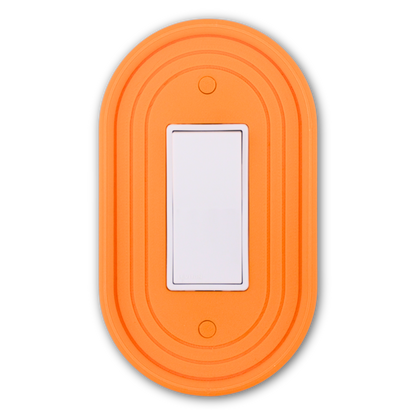 Oval 3D Wall Plate in orange — single rocker switch