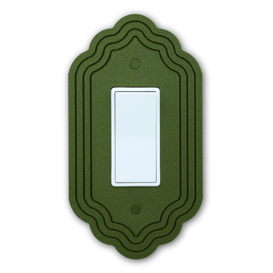 Vintage 3 Lines Wall Plate decorative wall plate in olive green — single rocker switch