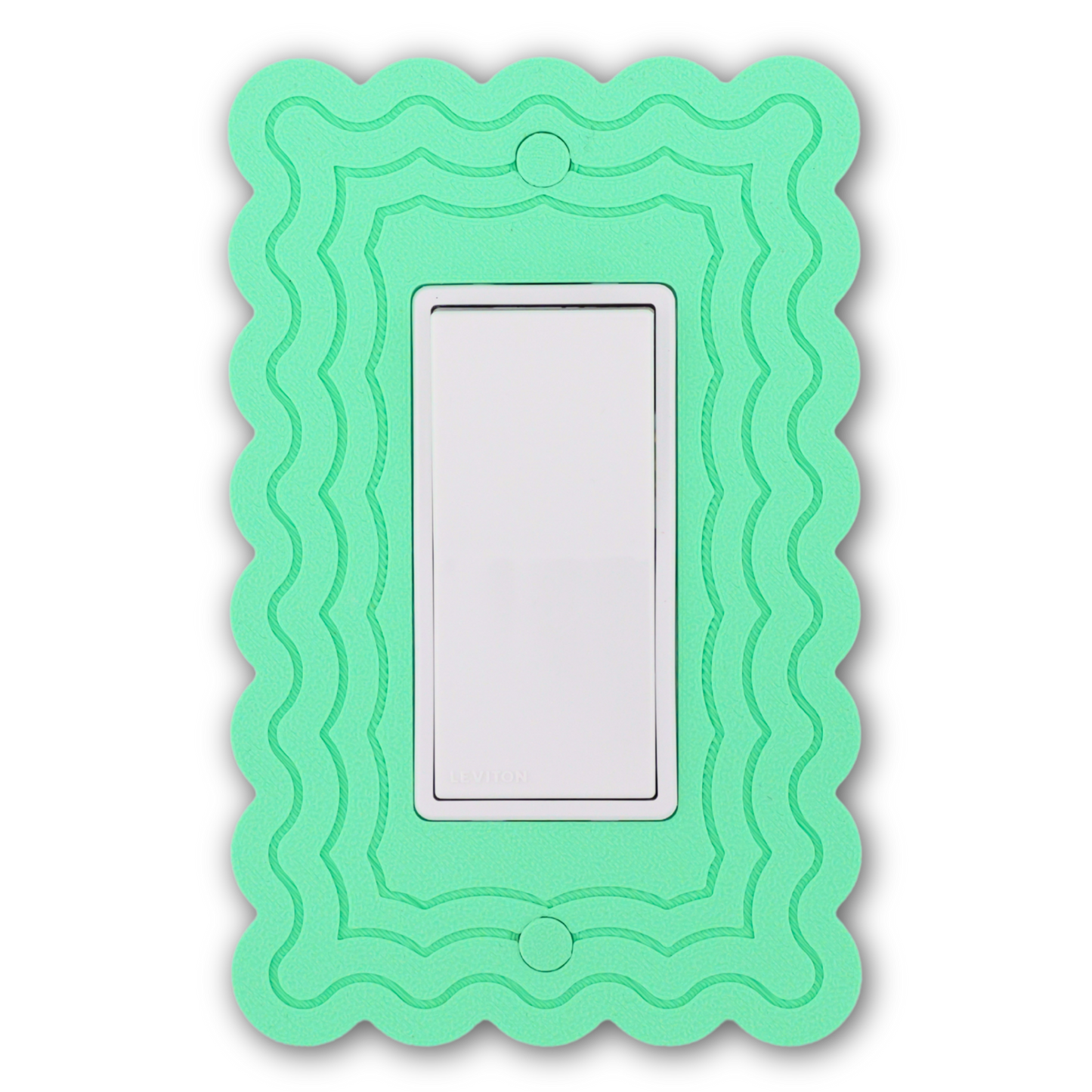 Scalloped Rectangle 4 Rows wall plate in mint green — single rocker switch