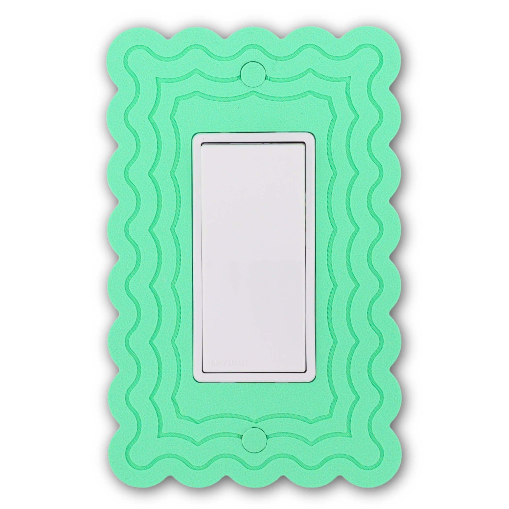 Scalloped Rectangle 4 Rows wall plate in mint green — single rocker switch