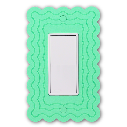 Scalloped Rectangle 4 Rows wall plate in mint green — single rocker switch