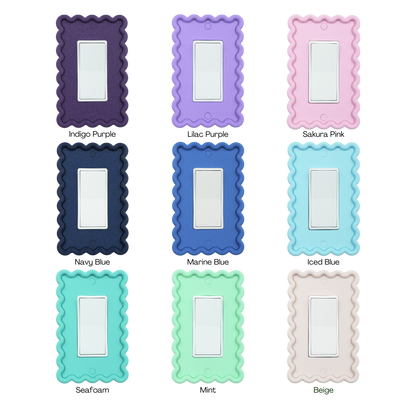 Scalloped Rectangle 3D Wall Plate in purple, lavender, pink, navy, teal, mint and beige custom colors