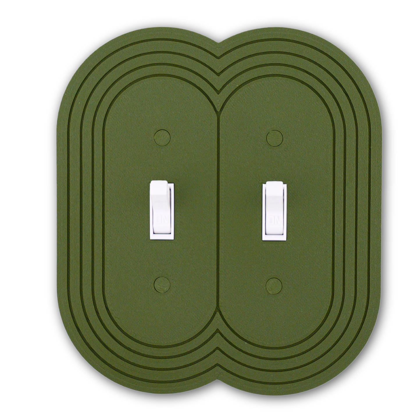 Stadium Oval Wall Plate in olive green — double toggle switch