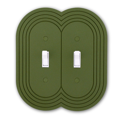 Stadium Oval Wall Plate in olive green — double toggle switch
