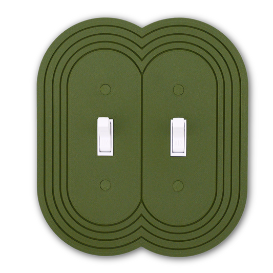 Stadium Oval Wall Plate in olive green — double toggle switch