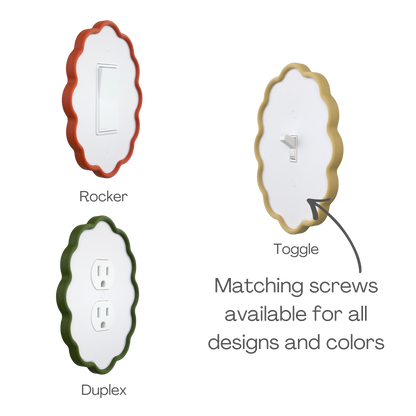 Wavy Oval 3D Wall Plate custom frame available as rocker, toggle and duplex outlet styles