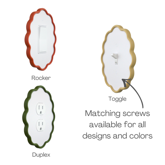 Wavy Oval 3D Wall Plate custom frame available as rocker, toggle and duplex outlet styles