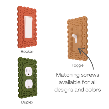 Scalloped Rectangle 4 Rows wall plate types — rocker, toggle, and duplex outlet options