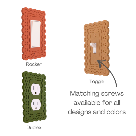 Scalloped Rectangle 4 Rows wall plate types — rocker, toggle, and duplex outlet options