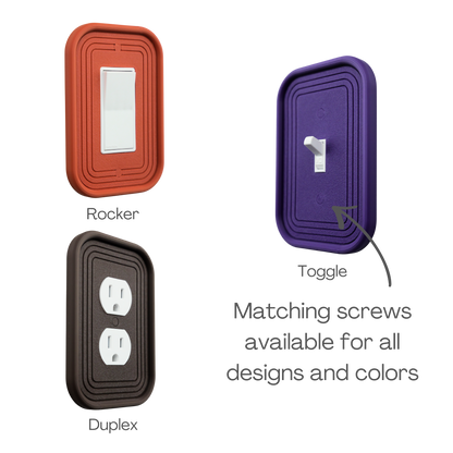 Rectangle 3D Wall Plate available in rocker, toggle, and duplex outlet styles