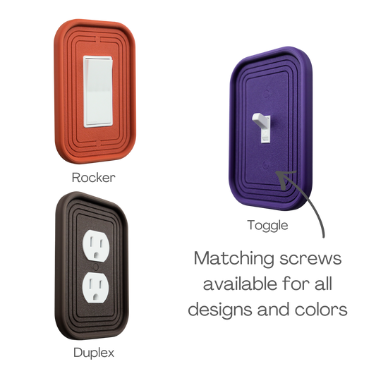 Rectangle 3D Wall Plate available in rocker, toggle, and duplex outlet styles