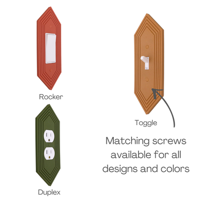 Diamond Wall Plate available in rocker, toggle, and duplex outlet styles