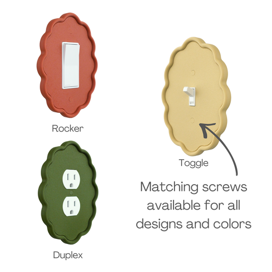 Wavy Oval 3D Wall Plate available as rocker, toggle and duplex outlet styles