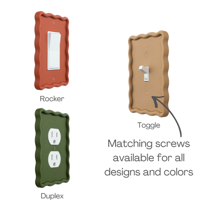 Wavy Rectangle 3D Wall Plate available in rocker, toggle, and duplex outlet styles
