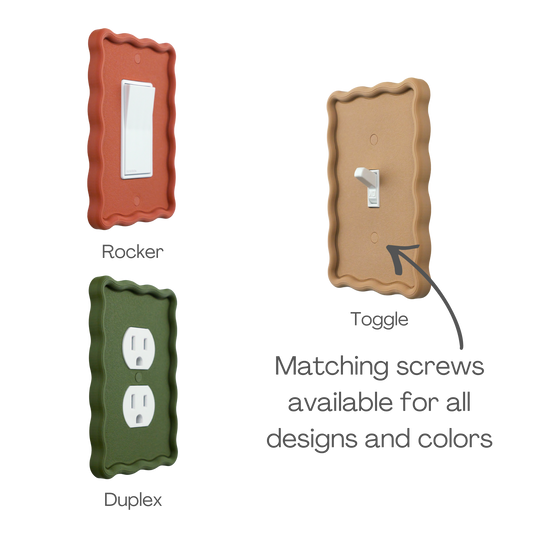 Wavy Rectangle 3D Wall Plate available in rocker, toggle, and duplex outlet styles