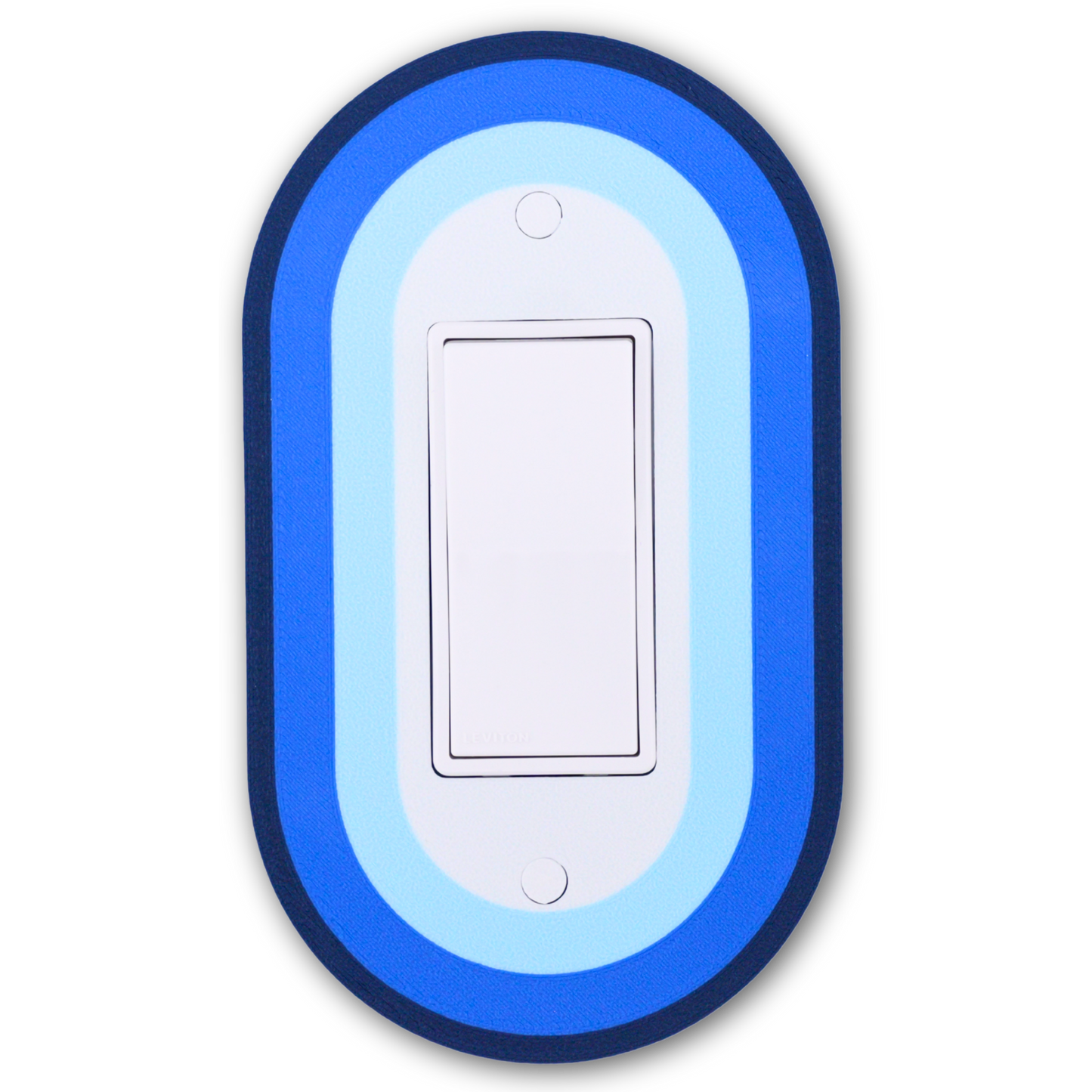 Oval Colored wall plate in blue concentric rings — single rocker switch