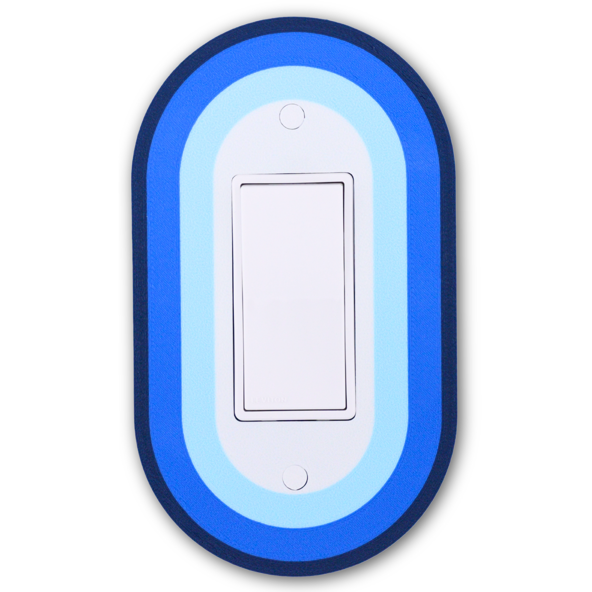 Oval Colored wall plate in blue concentric rings — single rocker switch