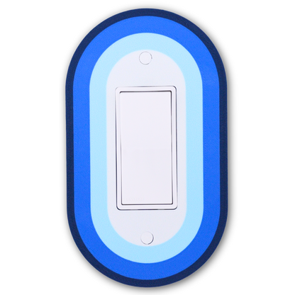 Oval Colored wall plate in blue concentric rings — single rocker switch