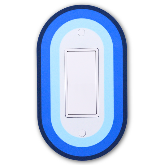 Oval Colored wall plate in blue concentric rings — single rocker switch