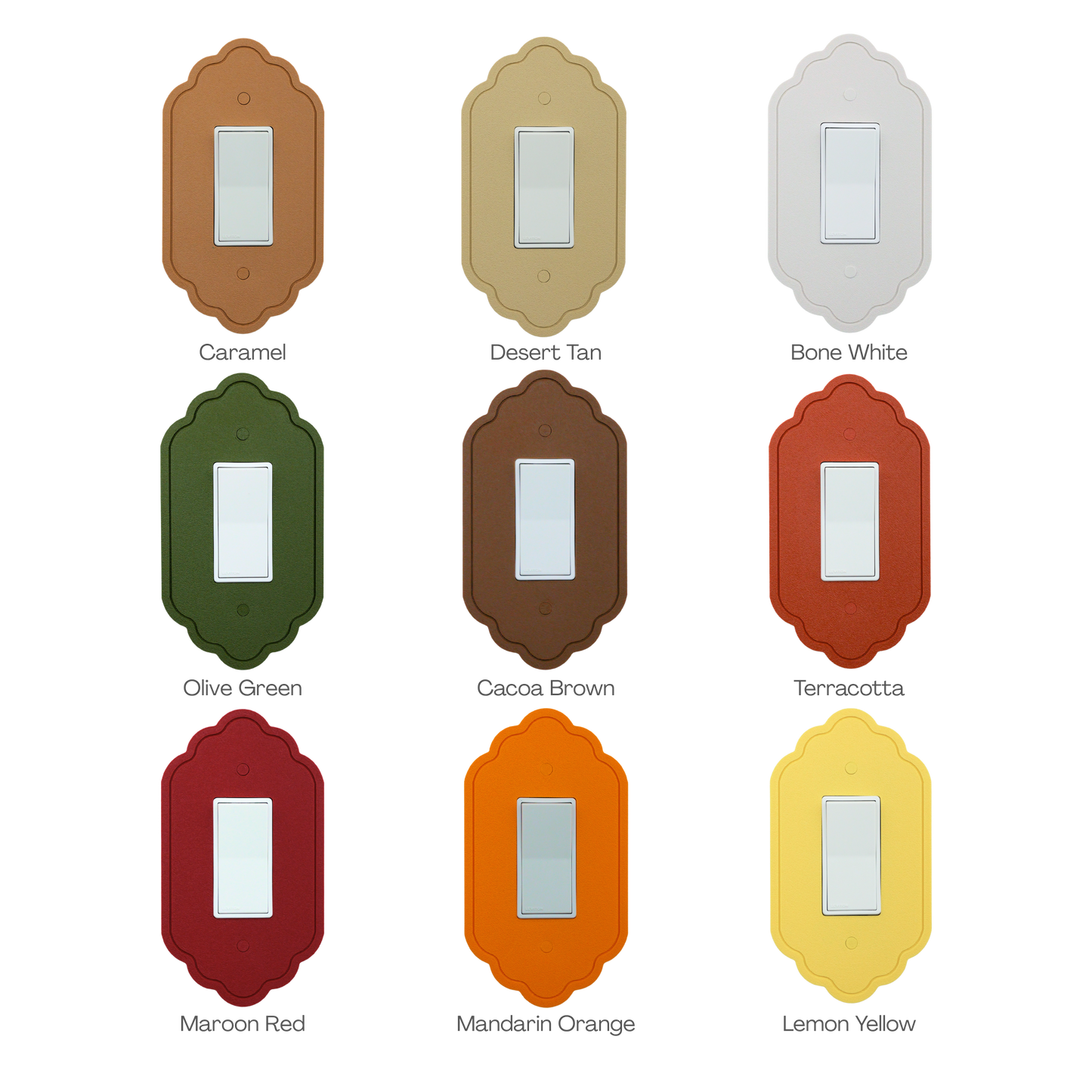 Vintage 1 Lines Wall Plate color palette — caramel, tan, olive green, cacoa brown, terracotta and more