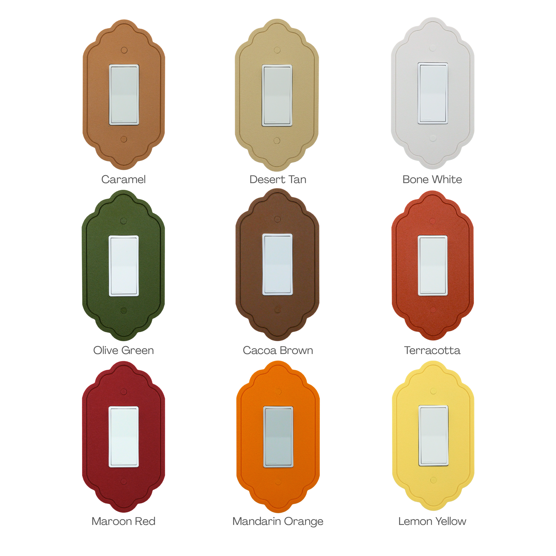 Vintage 1 Lines Wall Plate color palette — caramel, tan, olive green, cacoa brown, terracotta and more