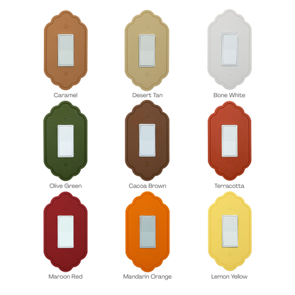 Vintage 1 Lines Wall Plate color palette — caramel, tan, olive green, cacoa brown, terracotta and more