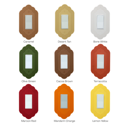 Vintage 3 Lines Wall Plate color palette — caramel, tan, olive green, cacoa brown, terracotta and more