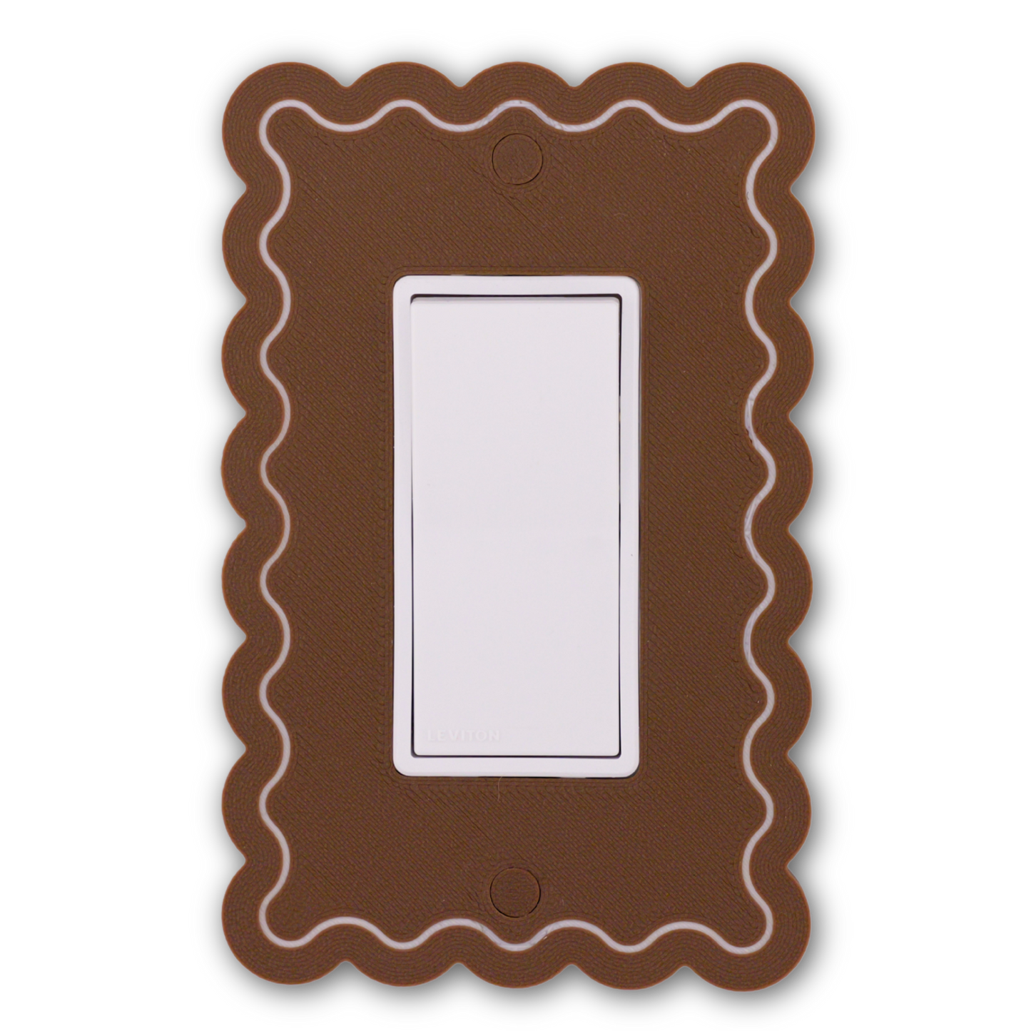 Scalloped Rectangle 1 Row wall plate in chocolate brown — single rocker switch