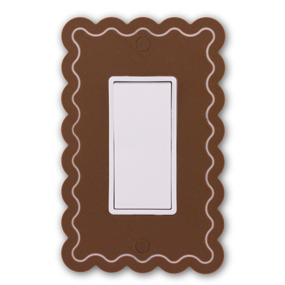 Scalloped Rectangle 1 Row wall plate in chocolate brown — single rocker switch
