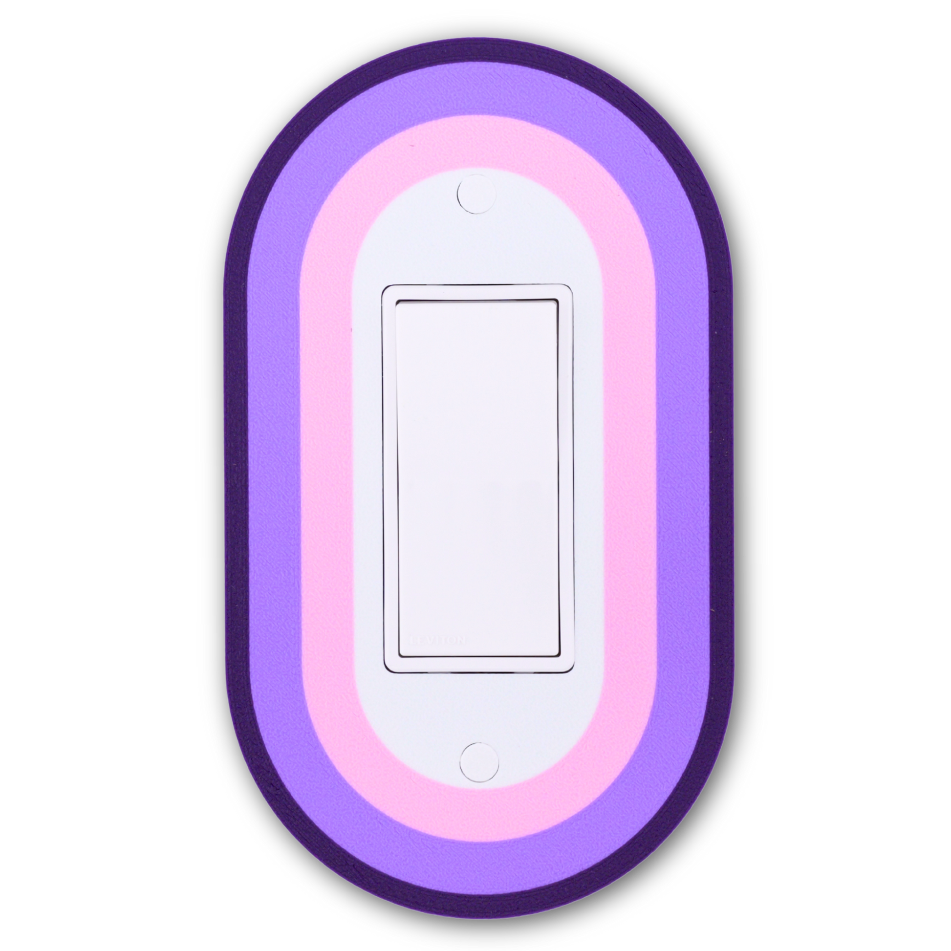Oval Colored wall plate in purple and pink concentric rings — single rocker switch